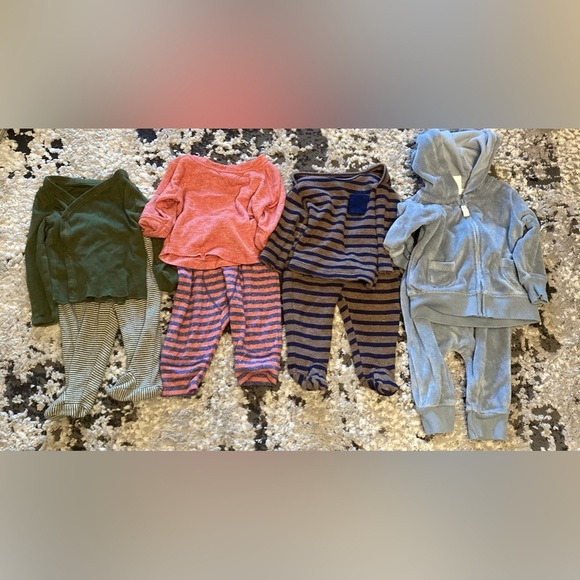 Lot Of (4) Baby Boy 2 Piece Long Sleeve Pant Matching Sets Sz 3 Month Euc